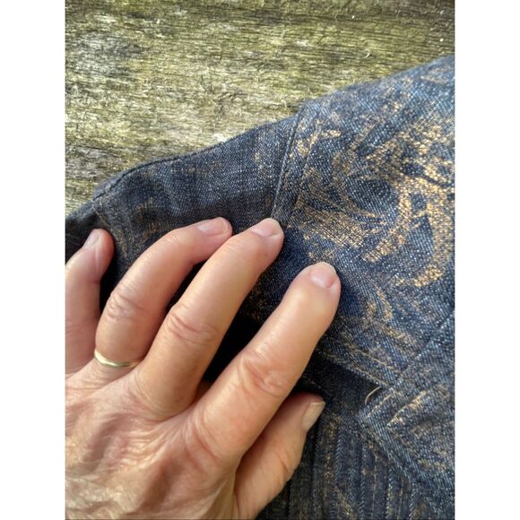 Coldwater Creek size 12 pleated, gold decor studded denim jacket. - Picture 10 of 10